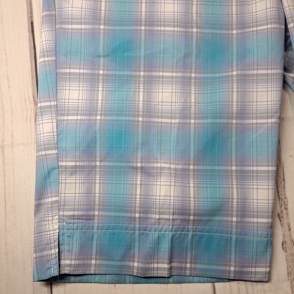 3 FOR 12 SALE Puma Golf Shorts 8 Blue Purple White Plaid Dry Cell Stretch Chino - Picture 2 of 13